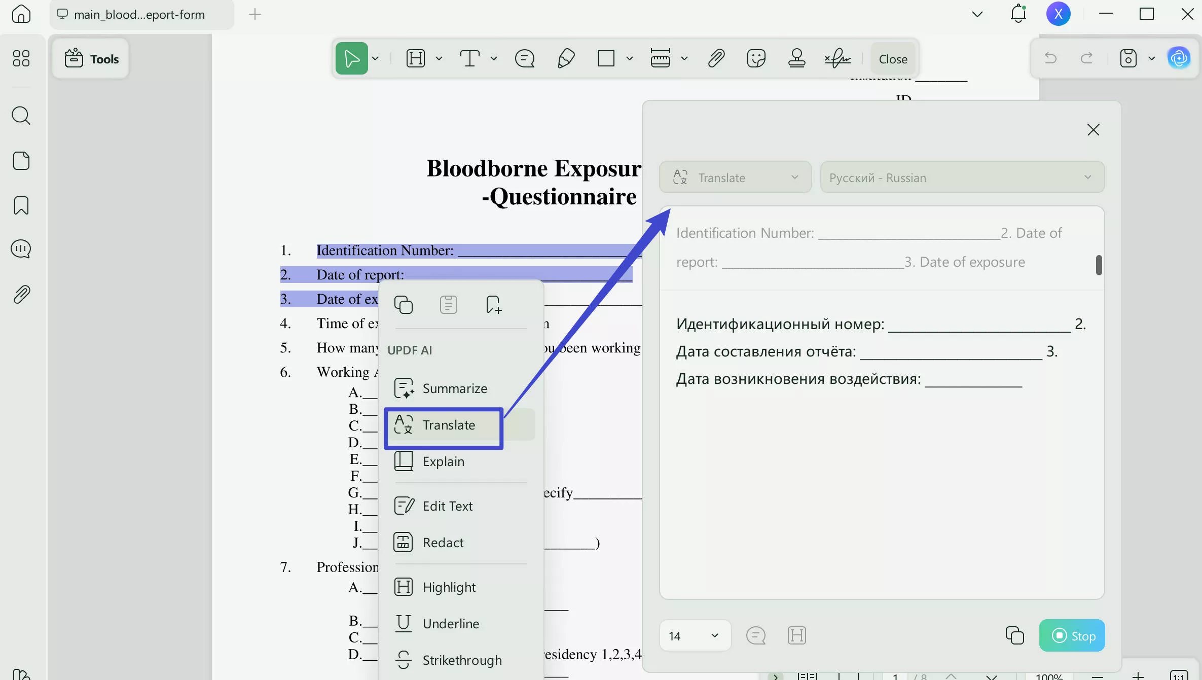 translate healthcare report
