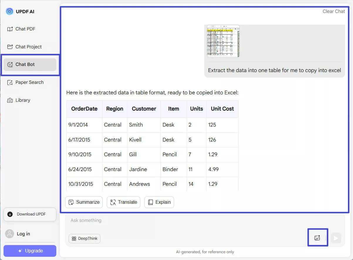 updf ai extract data