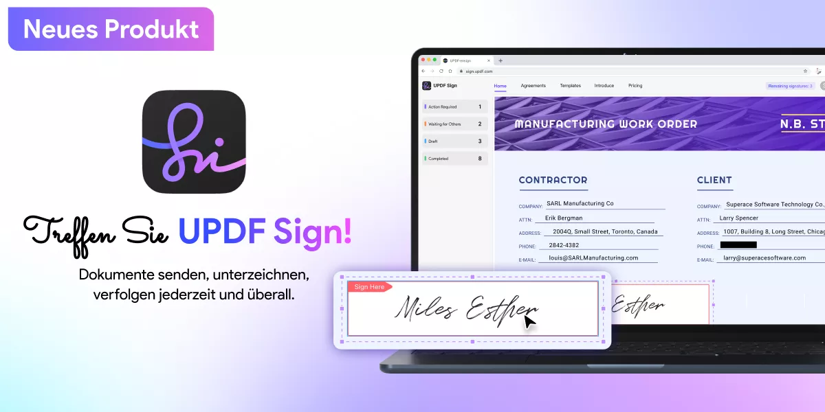 UPDF Unterzeichnung der Neueinführung