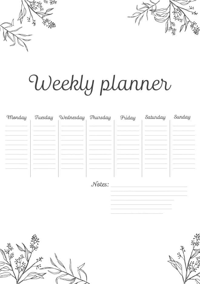 weekly schedule template pdf