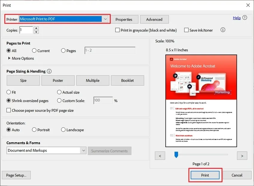 adobe acrobat impresora pdf mac