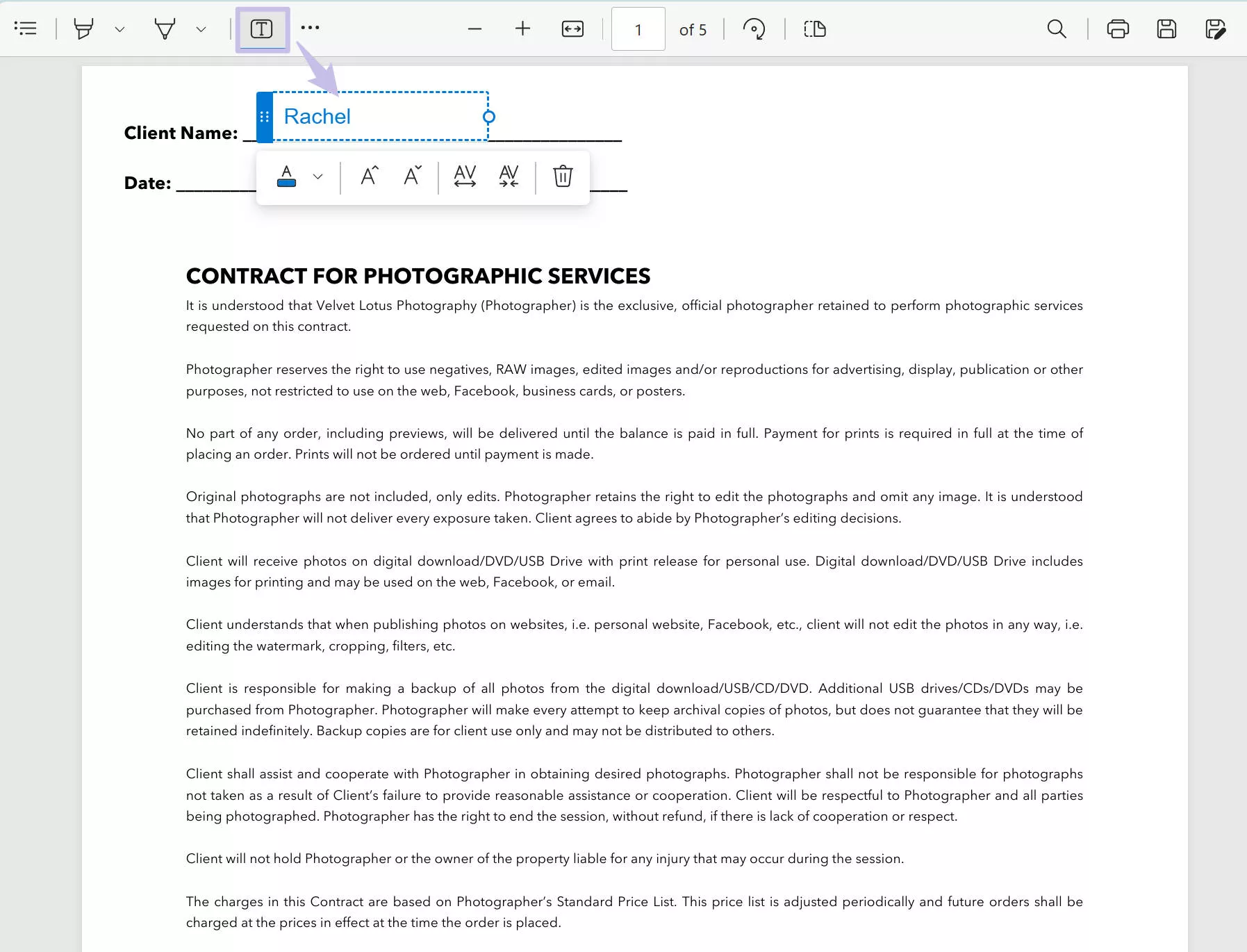 typ de handtekening op document microsoft edge