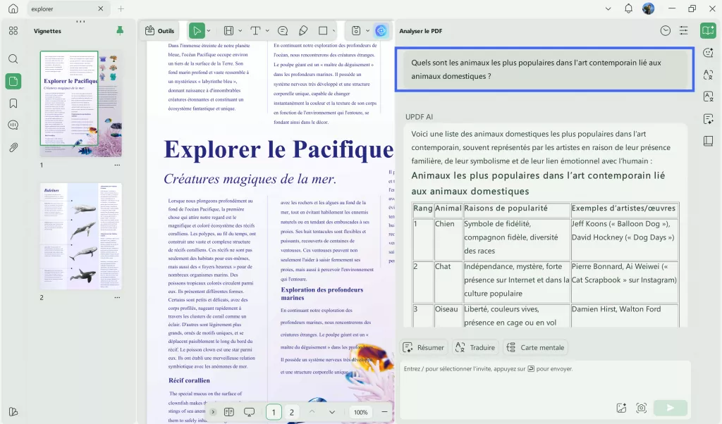 demander pdf avec ai