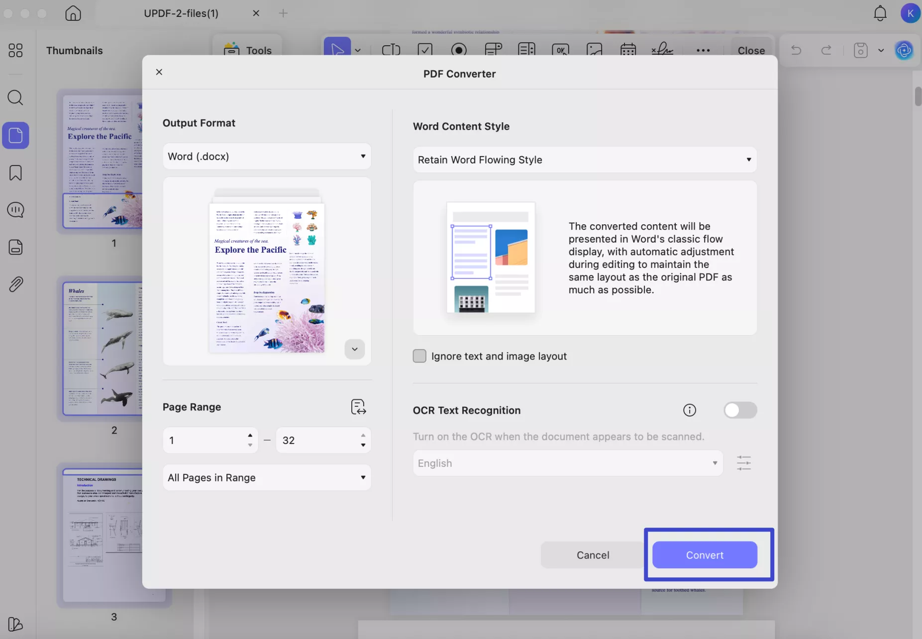 pdf to image mac export button