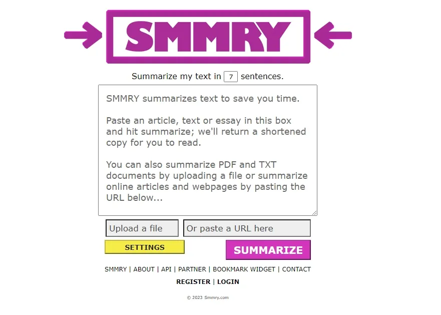resumidor de artículos de SMMRY