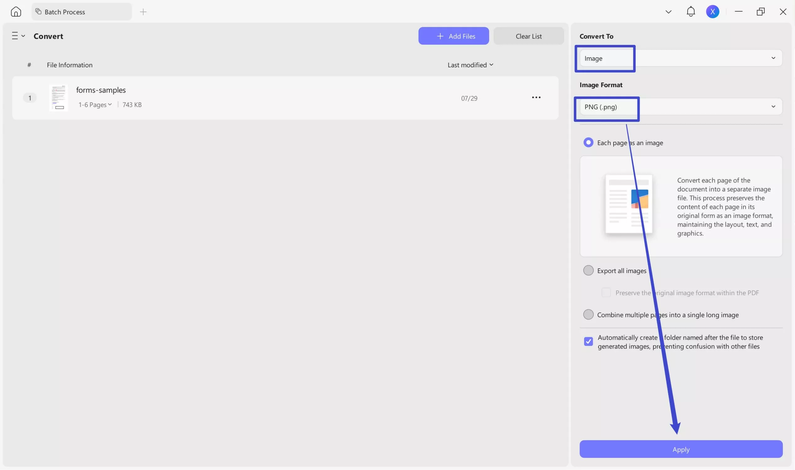 steps to convert PDF to image