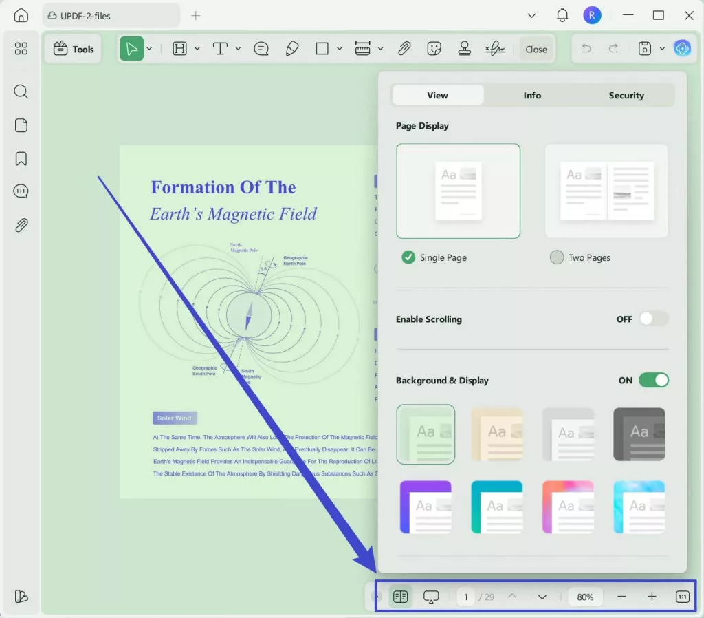 choose the options from the buttom menu updf windows