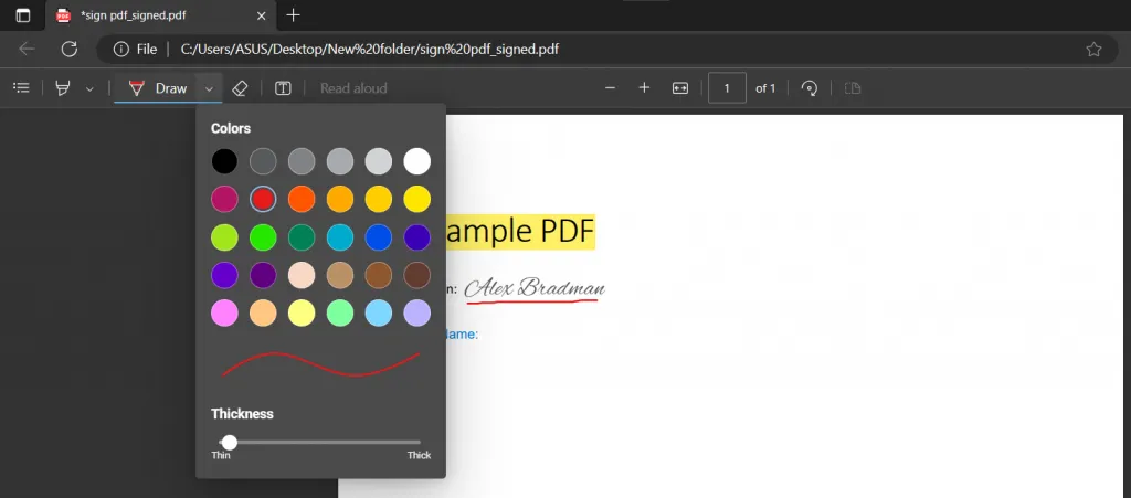 Click draw for freehand notes in microsoft edge