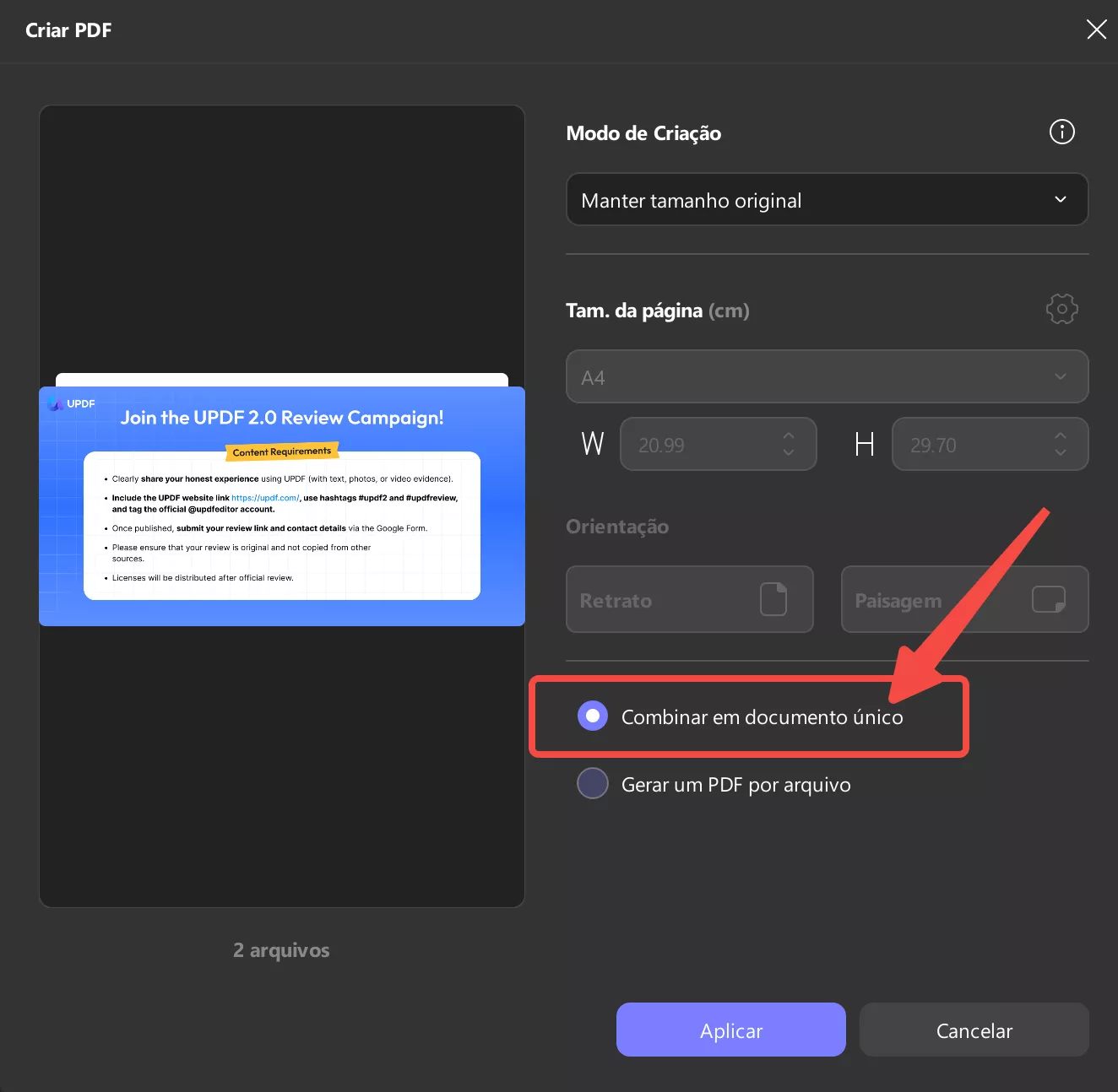combinar em documento único