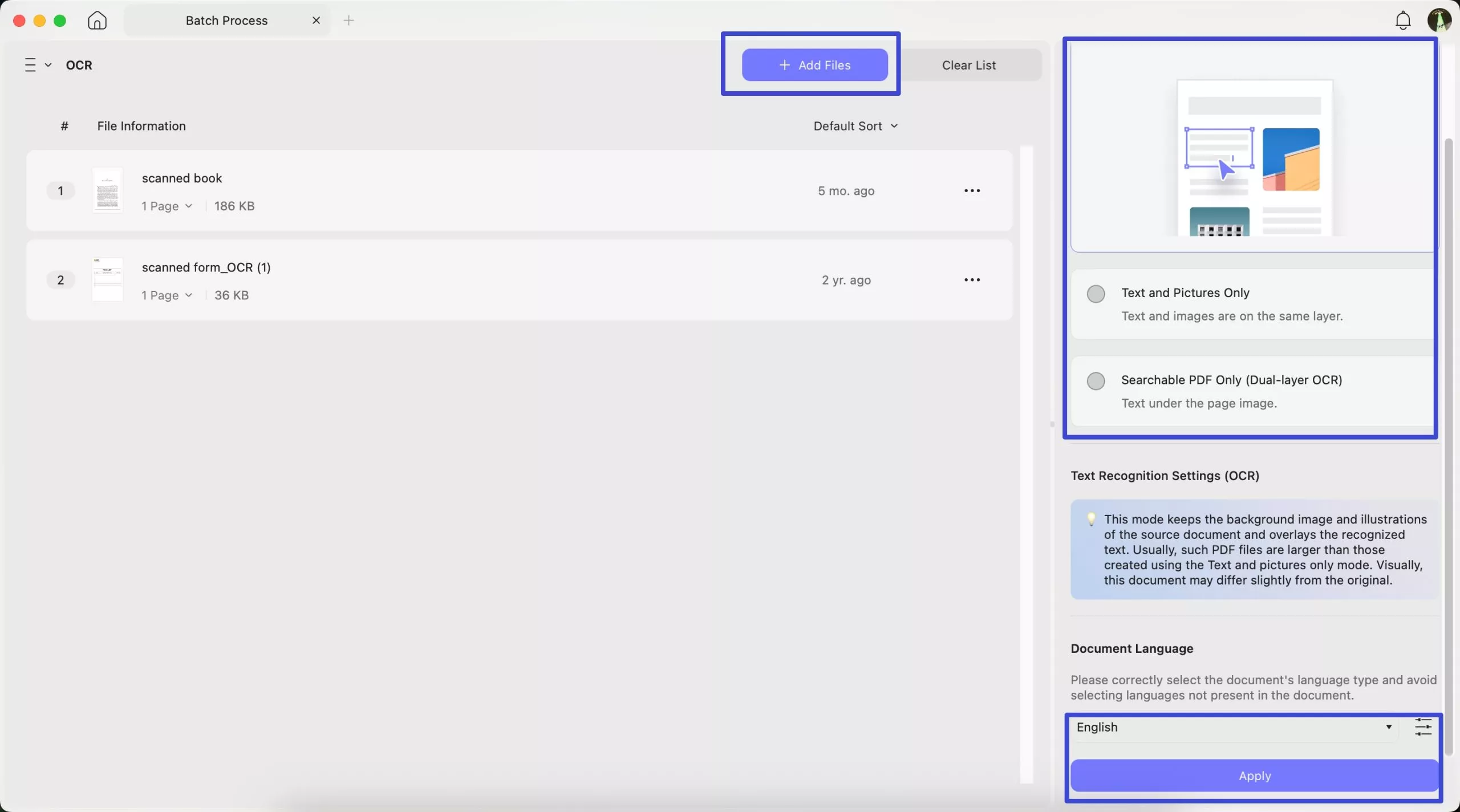 configure text recognition settings