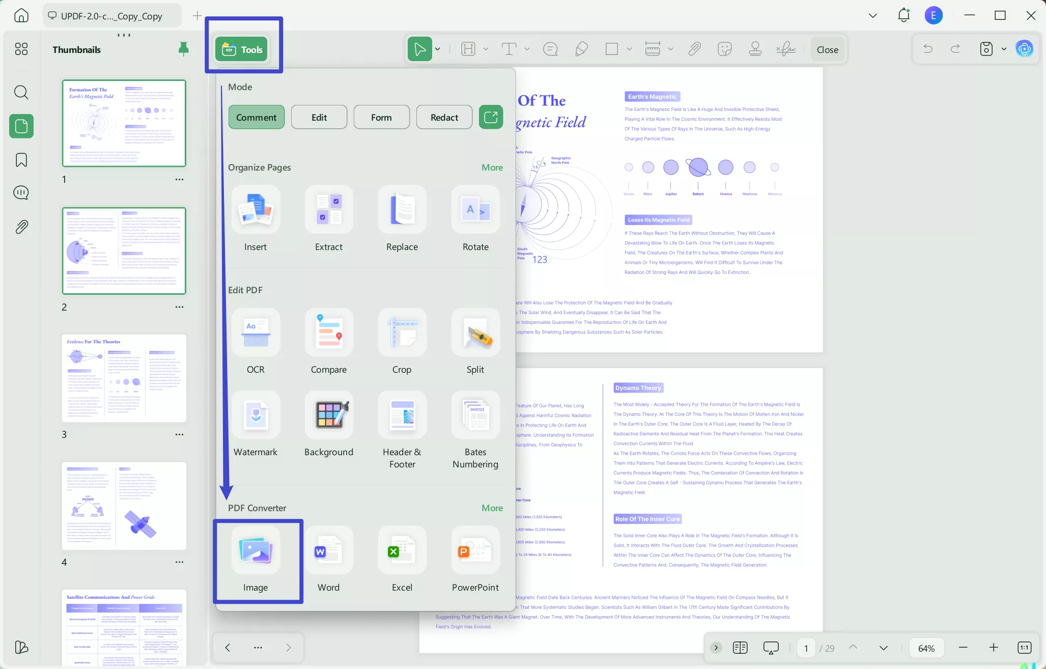 Export pdf to image on Windows via UPDF