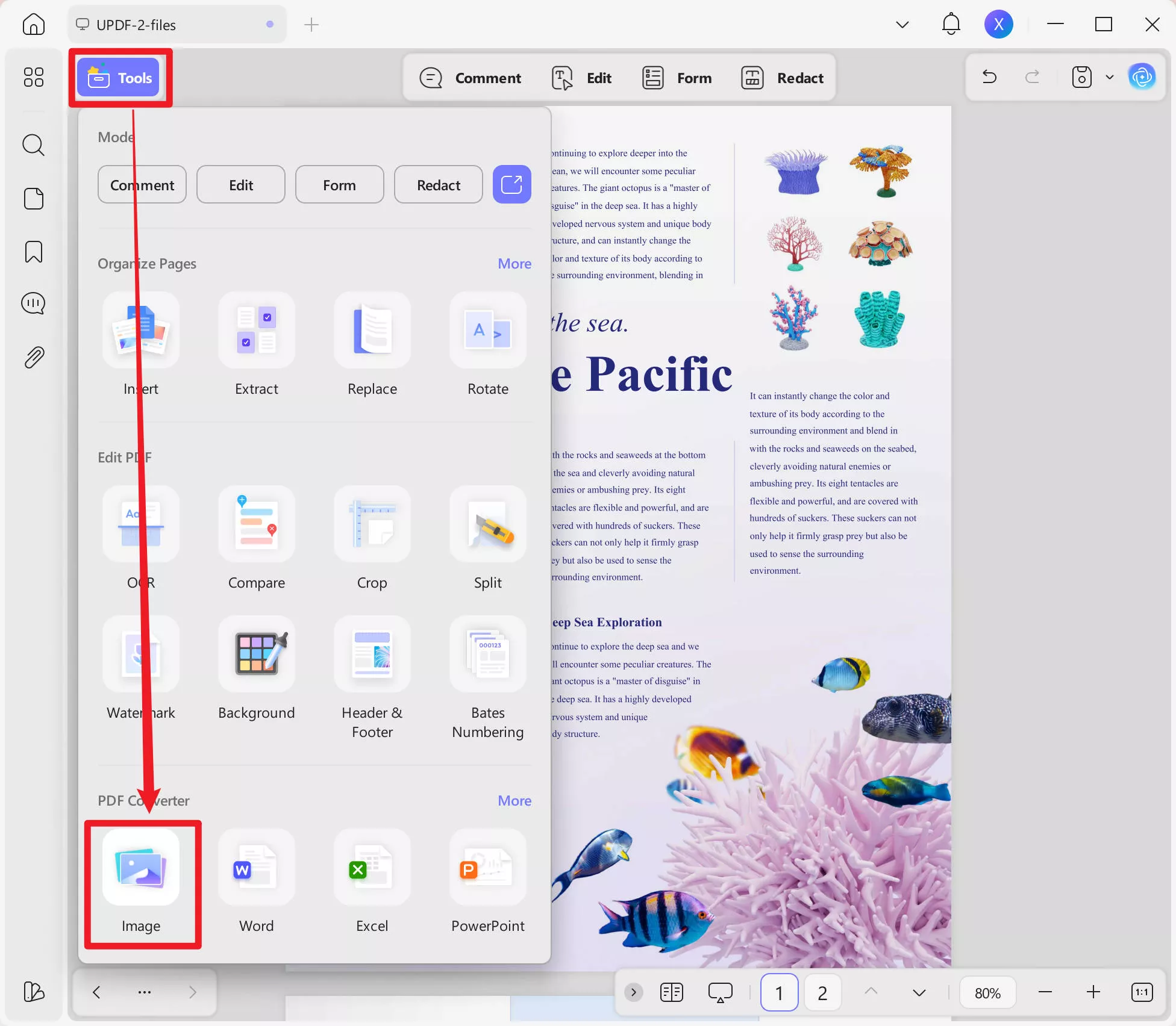 Export PDF to image using UPDF