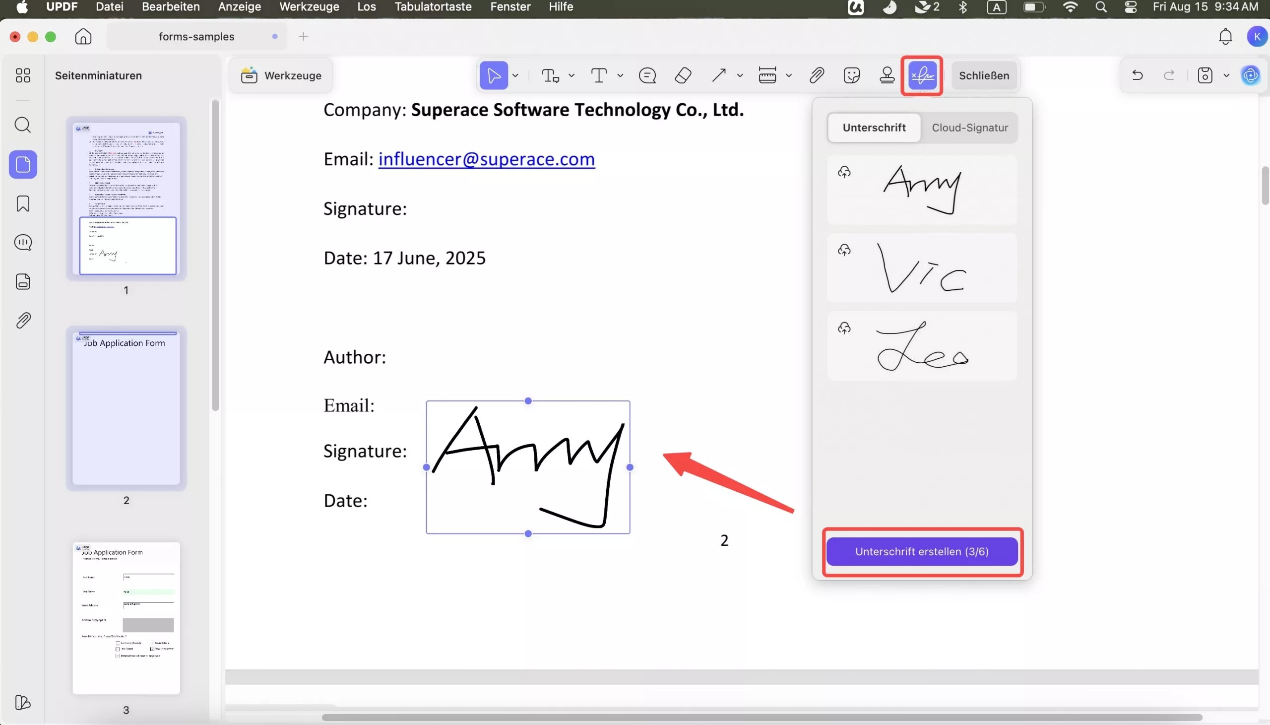 PDF Formular auf Mac ausfüllen mit UPDF