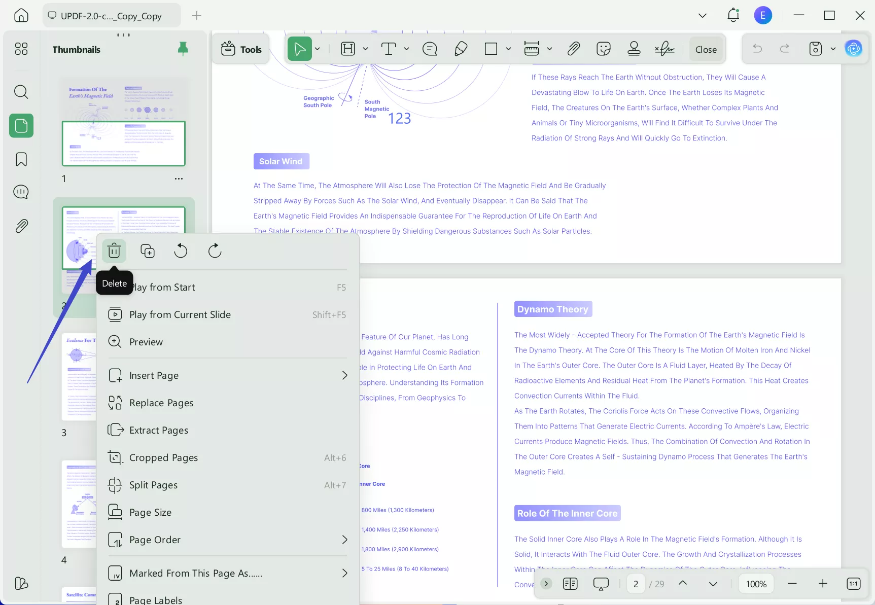 remove pages from pdf on windows from the thumbnail