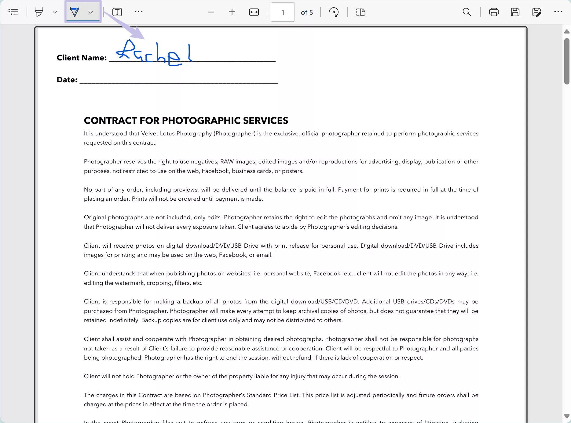 Teken de handtekening met Microsoft Edge