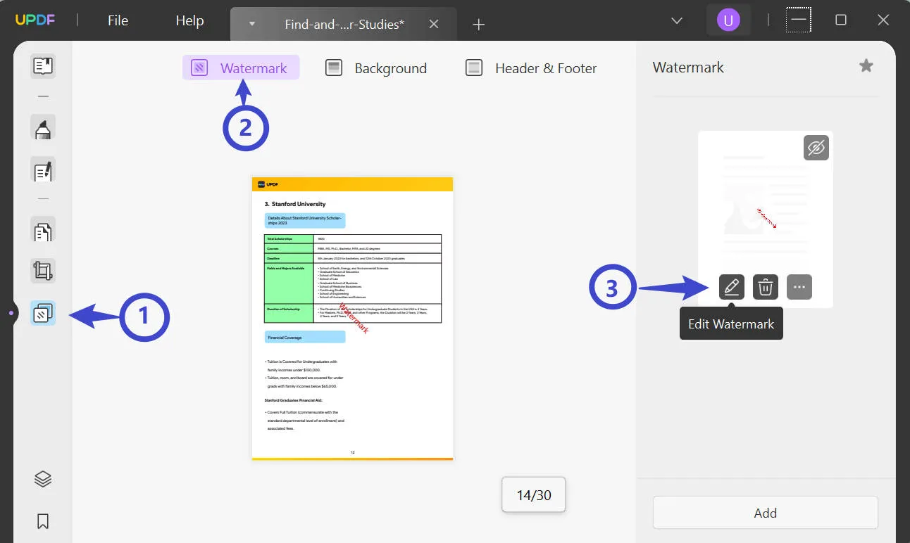 edit watermark in pdf