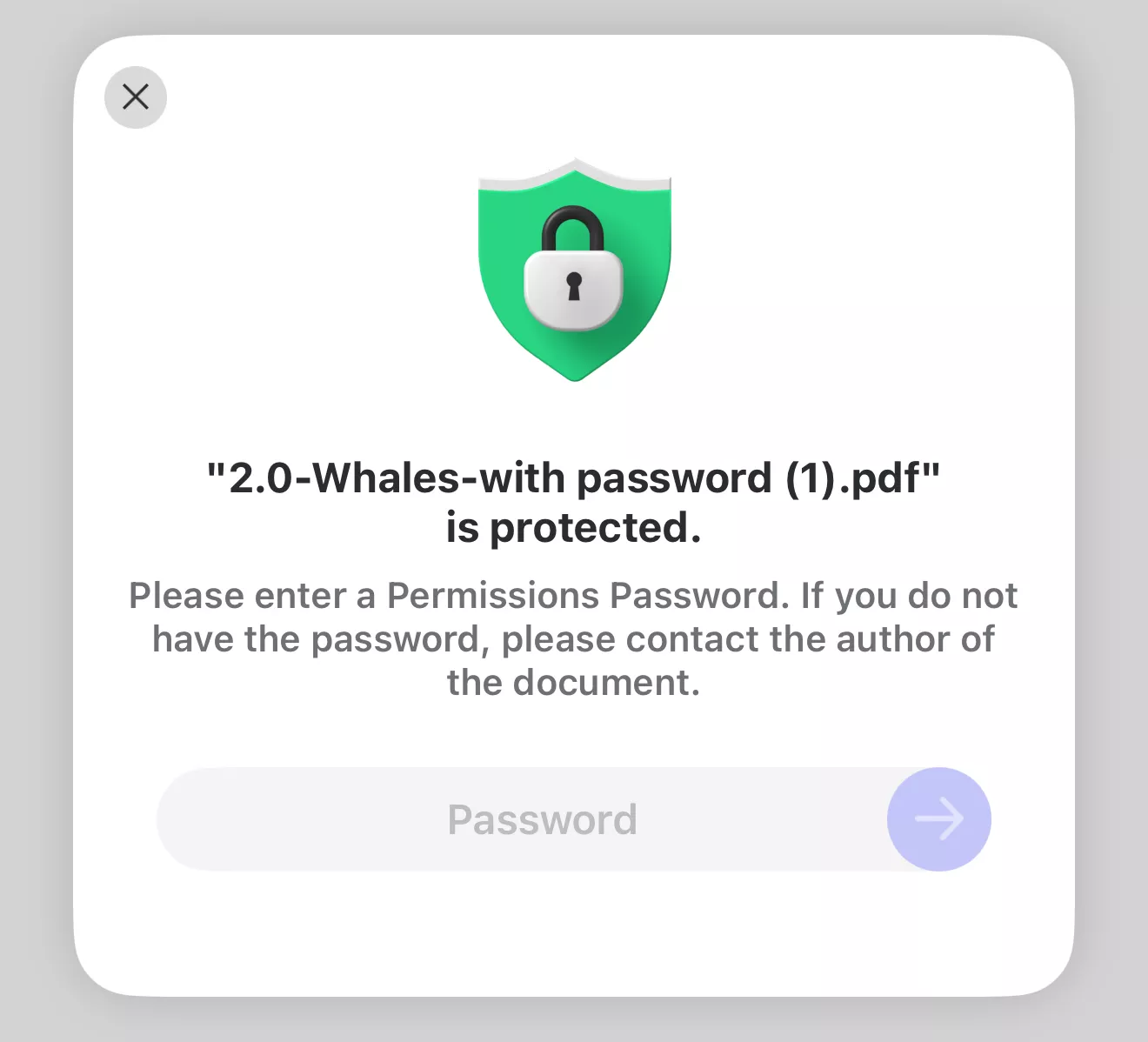 enter the permission password