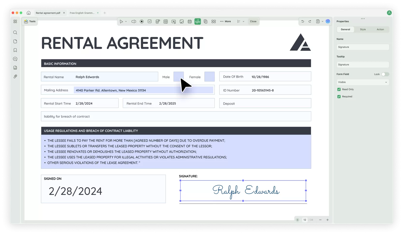 ajouter signature pdf