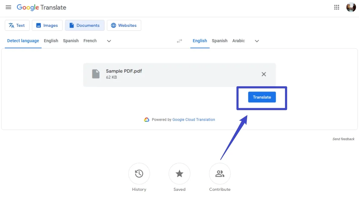 translate pdf chinese to english tap on the translate button in google translate