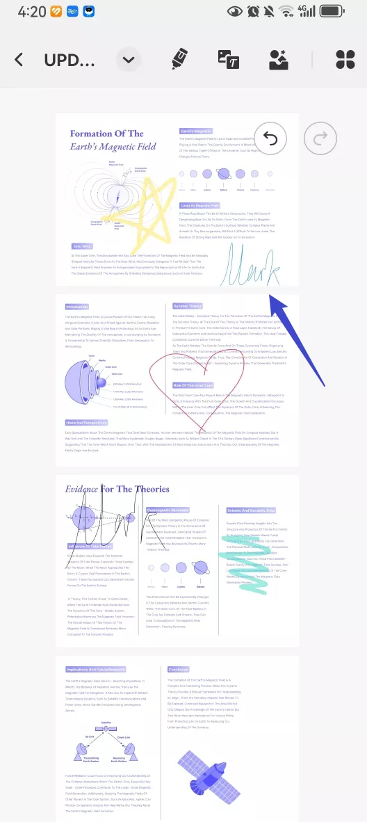 sign the pdf via pencil with updf for android