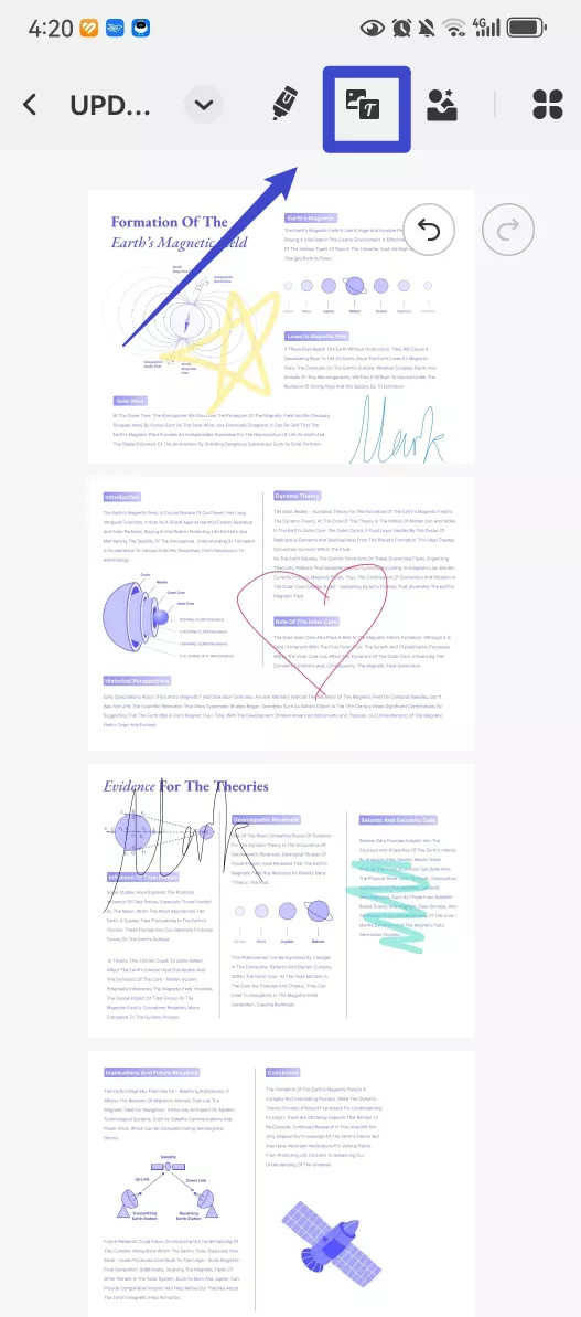 click the text and image icon in updf android
