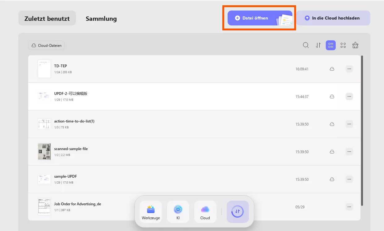 UPDF „Datei öffnen“