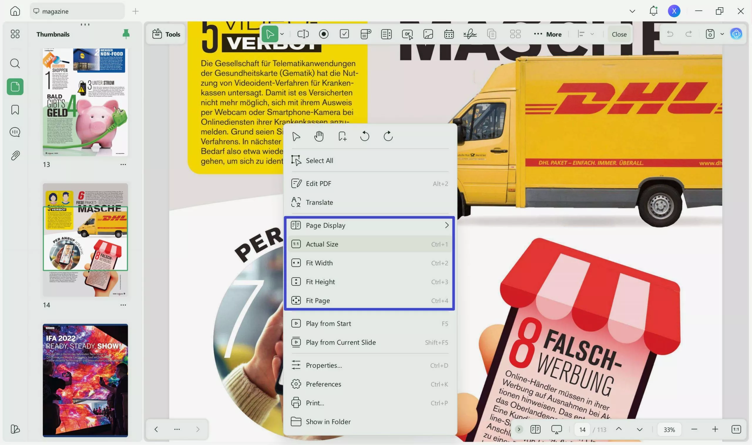 zoom in and out using right click