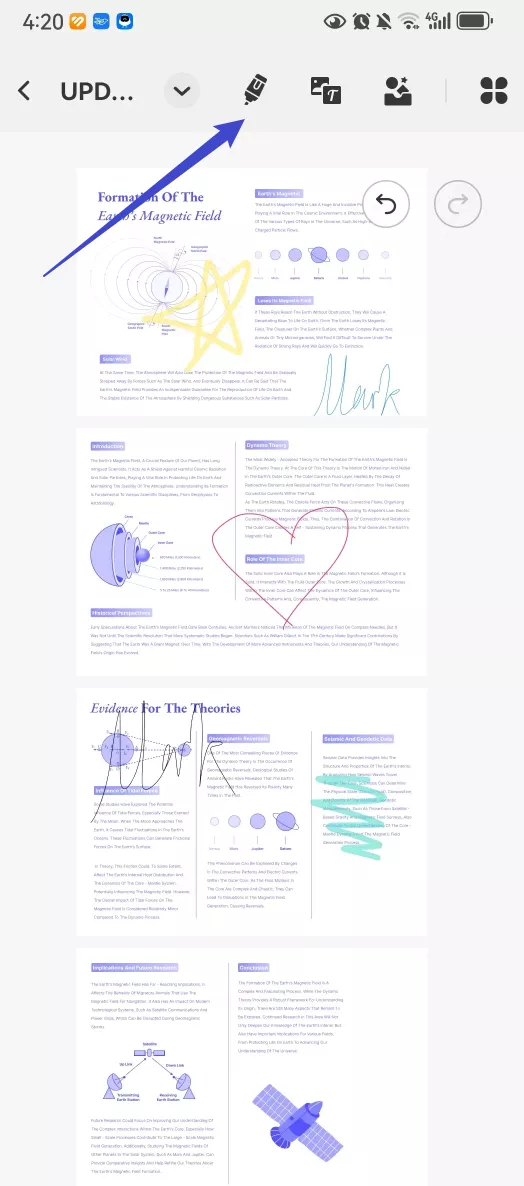 click the pencil icon in updf for android