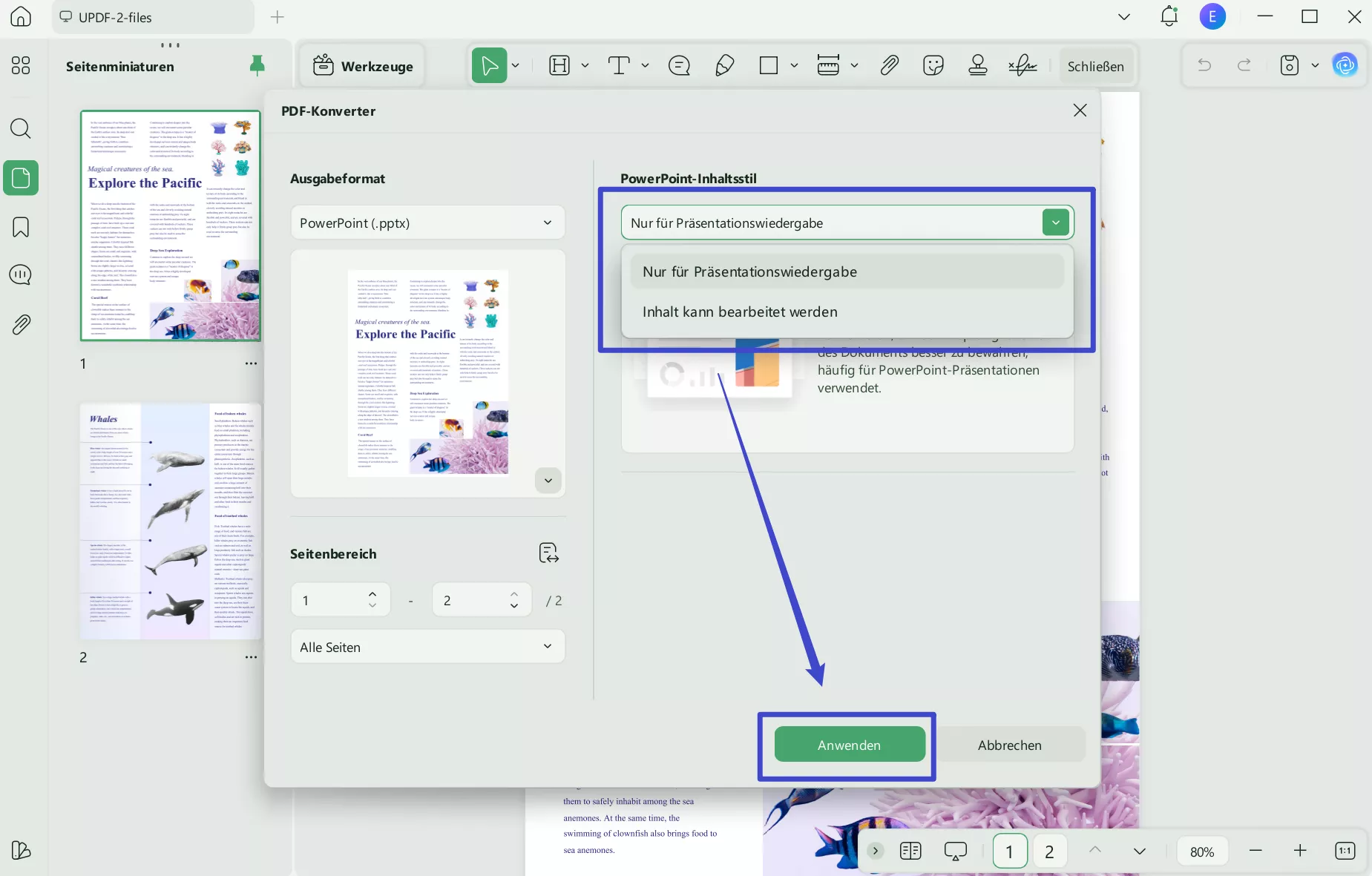 PDF erfolgreich in PPT konvertieren UPDF Windows