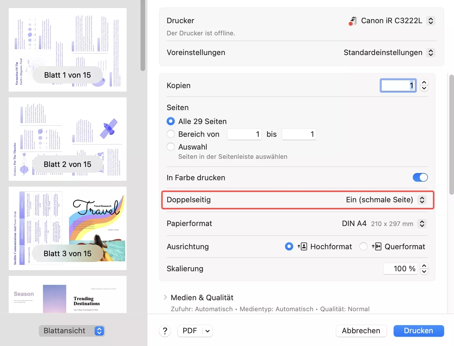 Zweiseitiges PDF mit UPDF auf dem Mac drucken