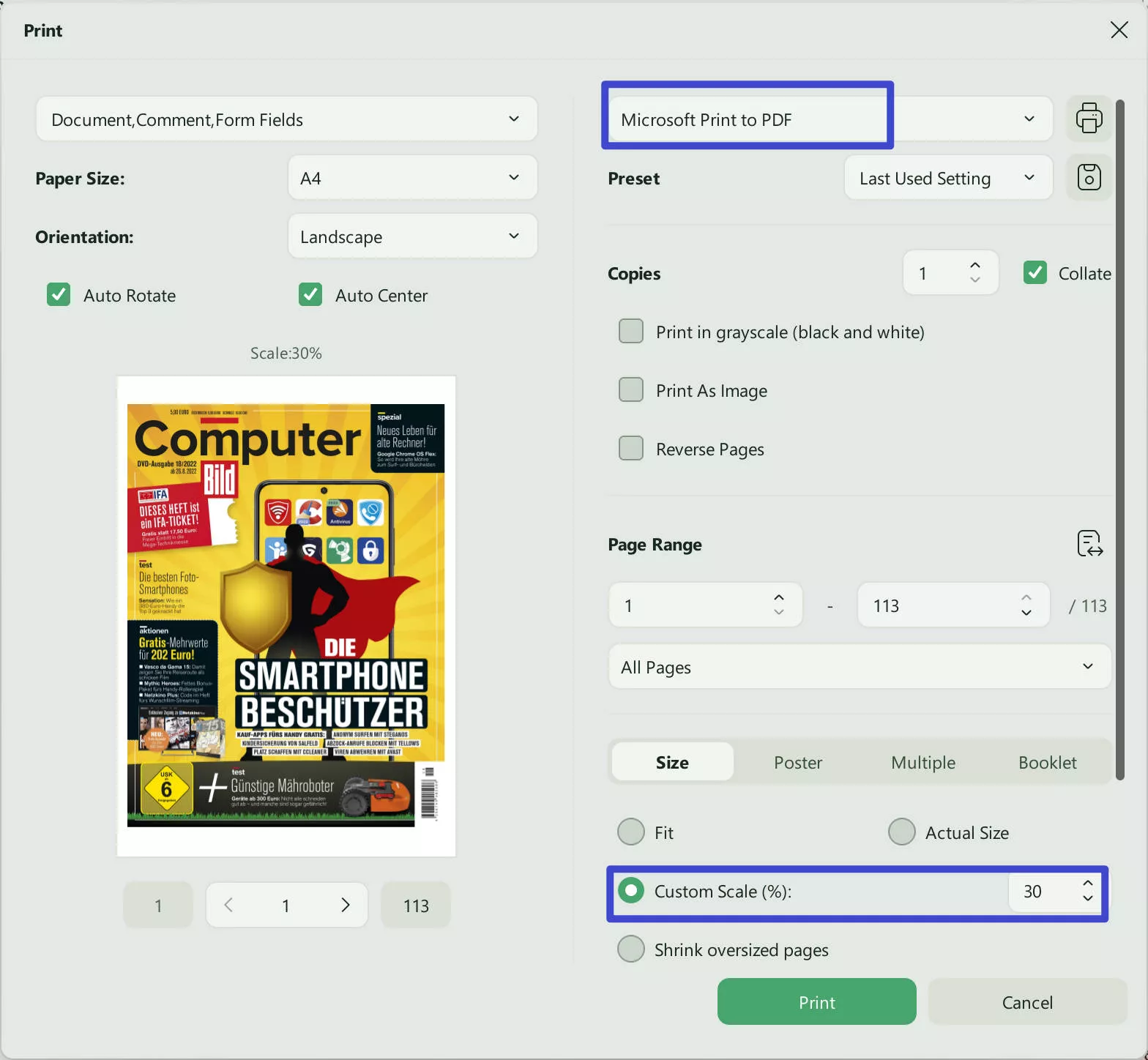 print pdf updf windows