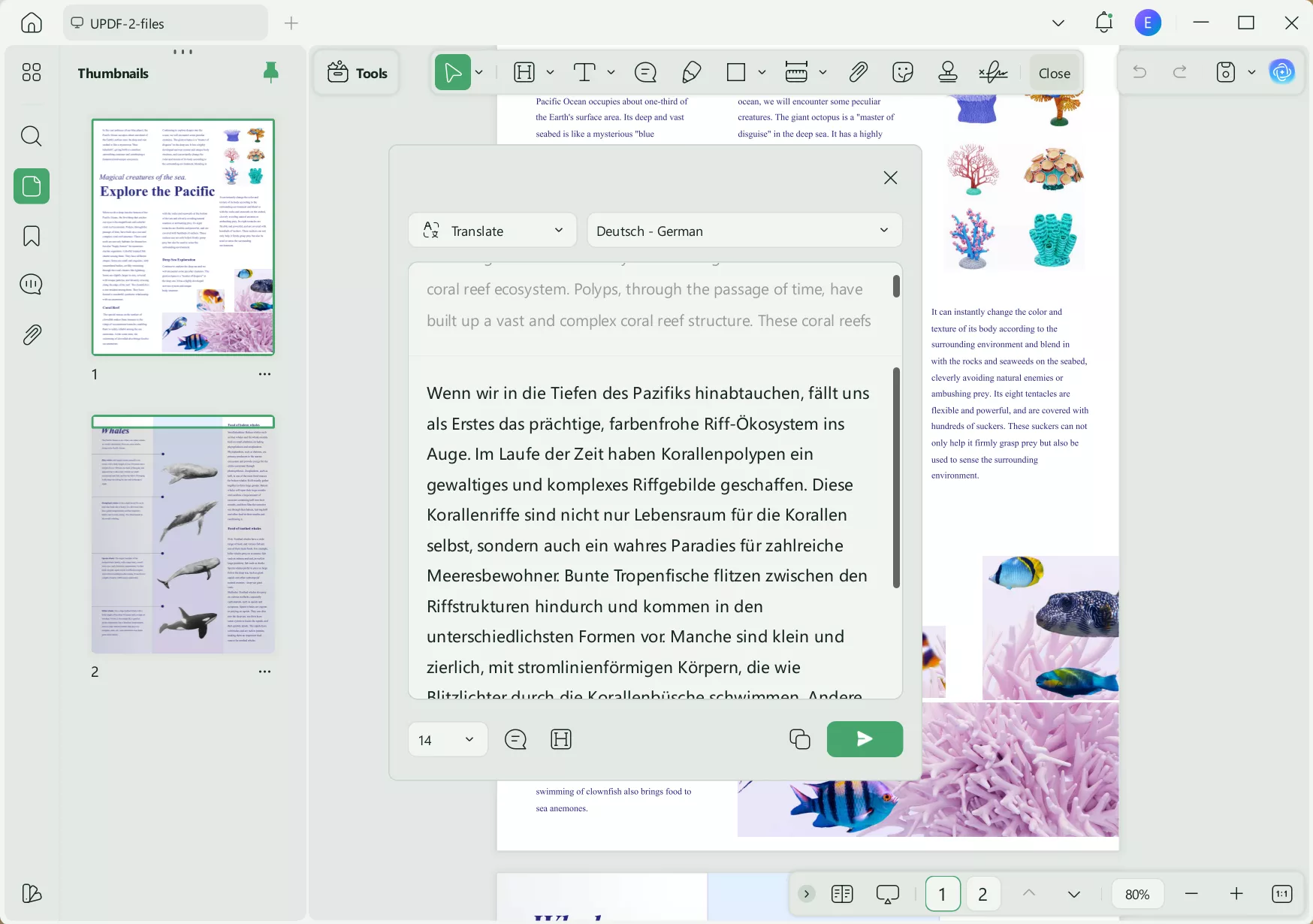 translate pdf from English to German