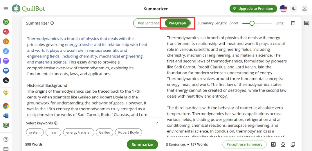 quillbot summarizer in paragraph mode
