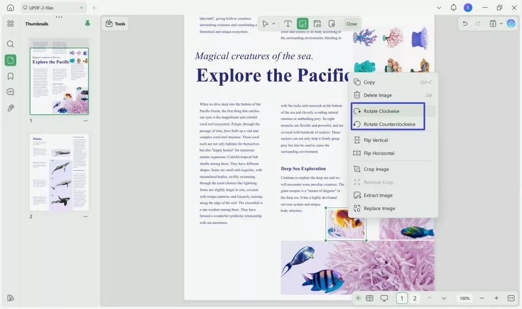 rotate image updf windows