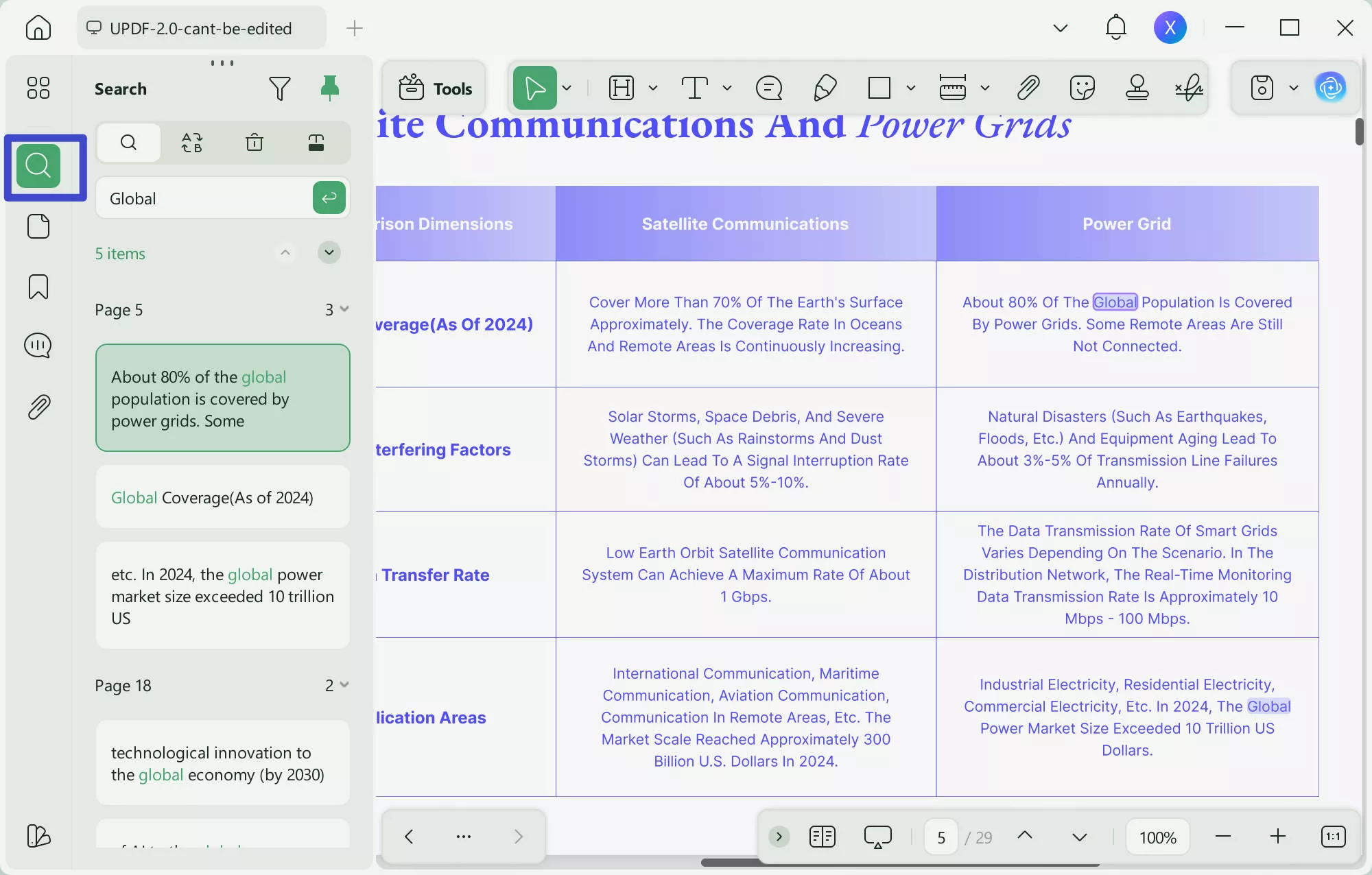 Search Function to Navigate a PDF
