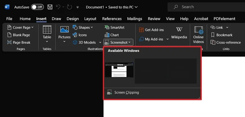 select the visio app in ms word