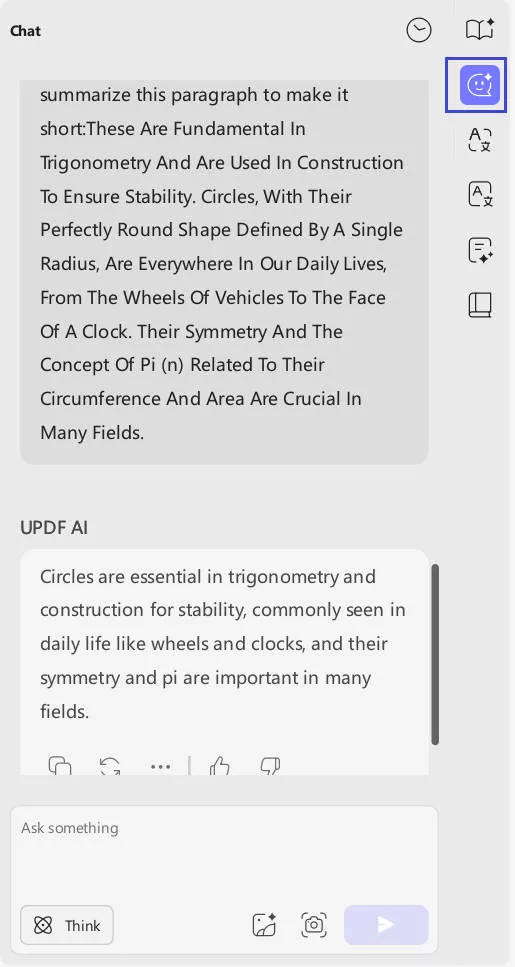 sumarize under chat mode