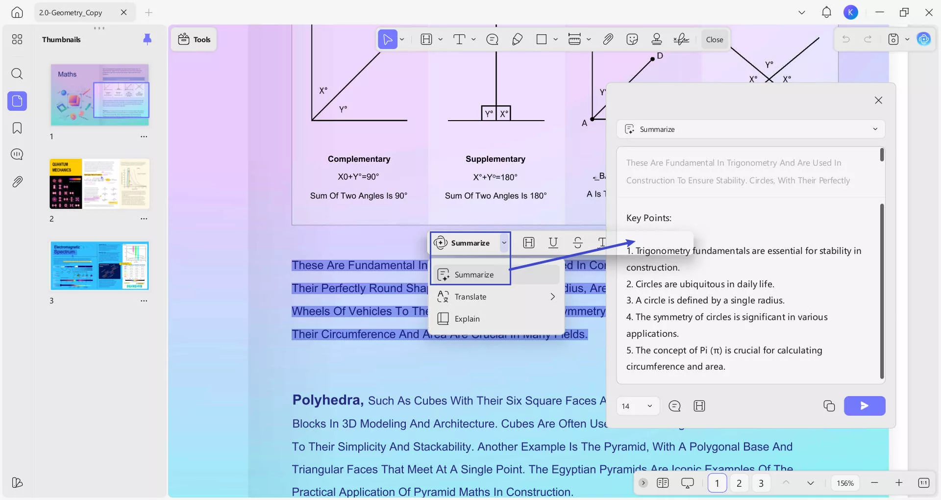 summarize specific content