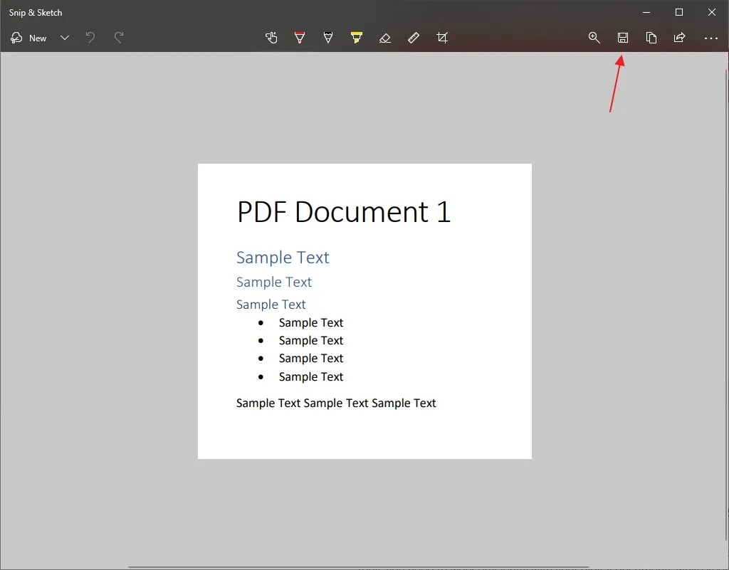 Trasforma PDF in JPG su Windows tramite Screenshot