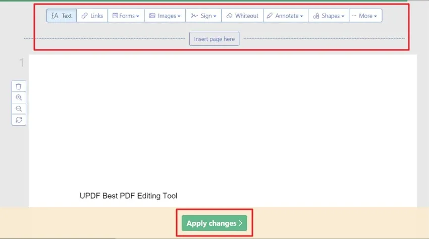tap apply changes to modify the pdf online in sejda