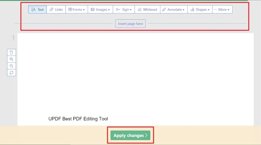tap apply changes to modify the pdf online in sejda