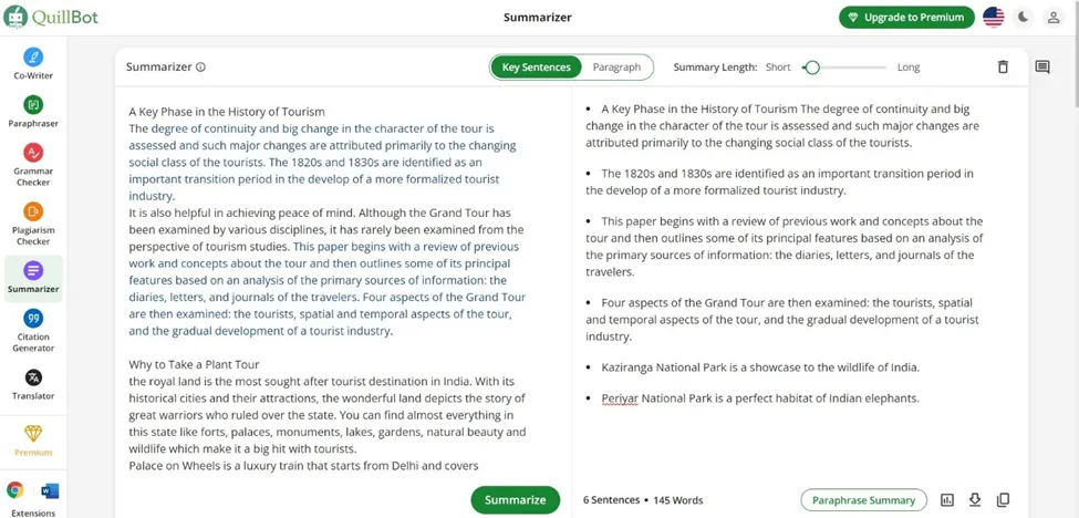 Résumez le paragraphe avec QuillBot