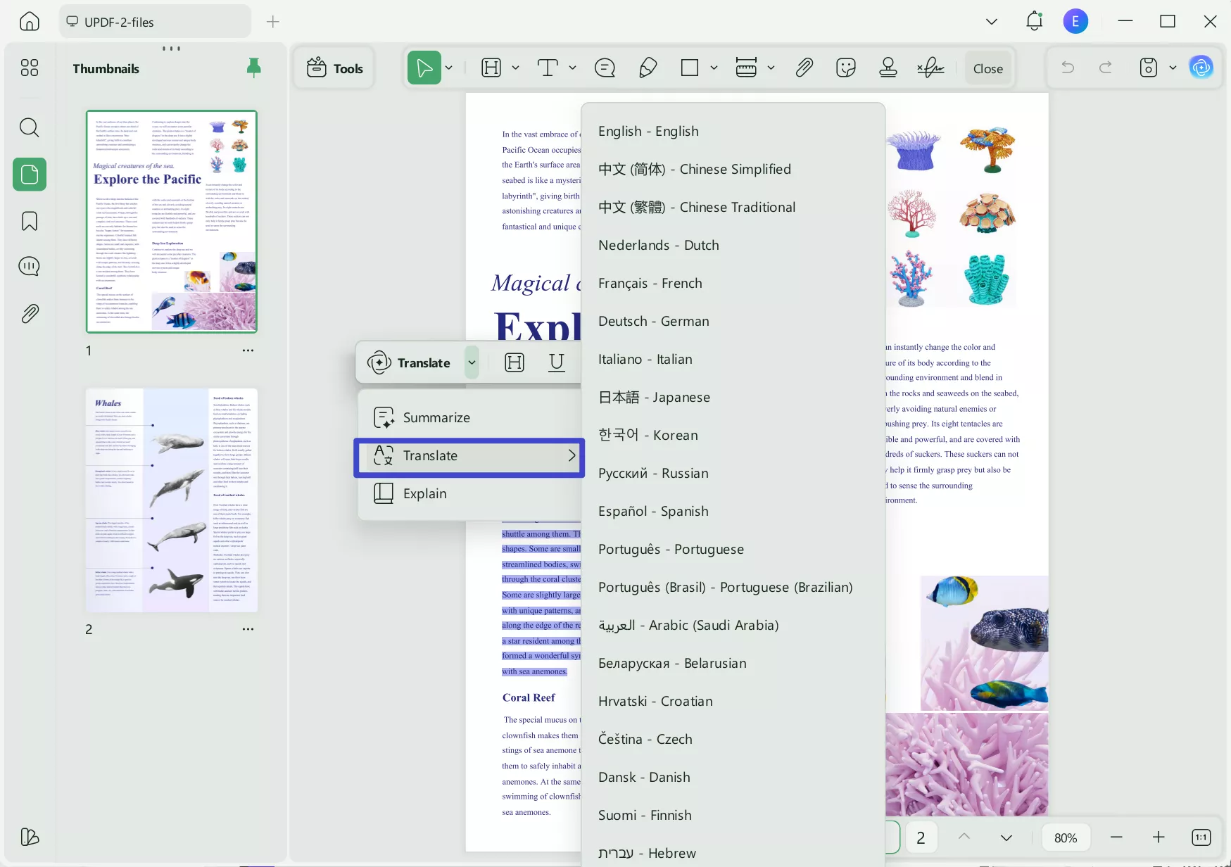 translate pdf from french to english