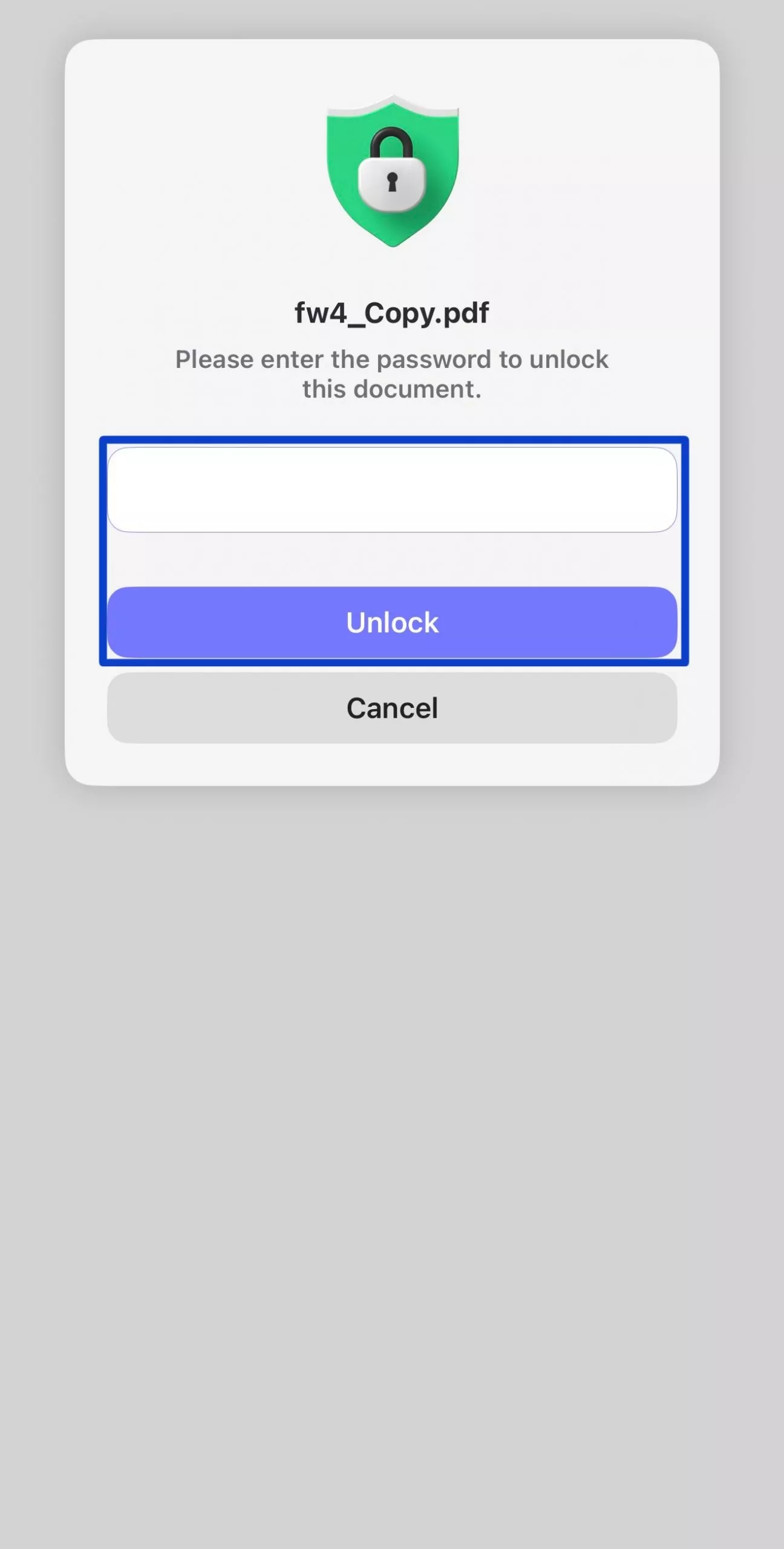 type the correct password for the file