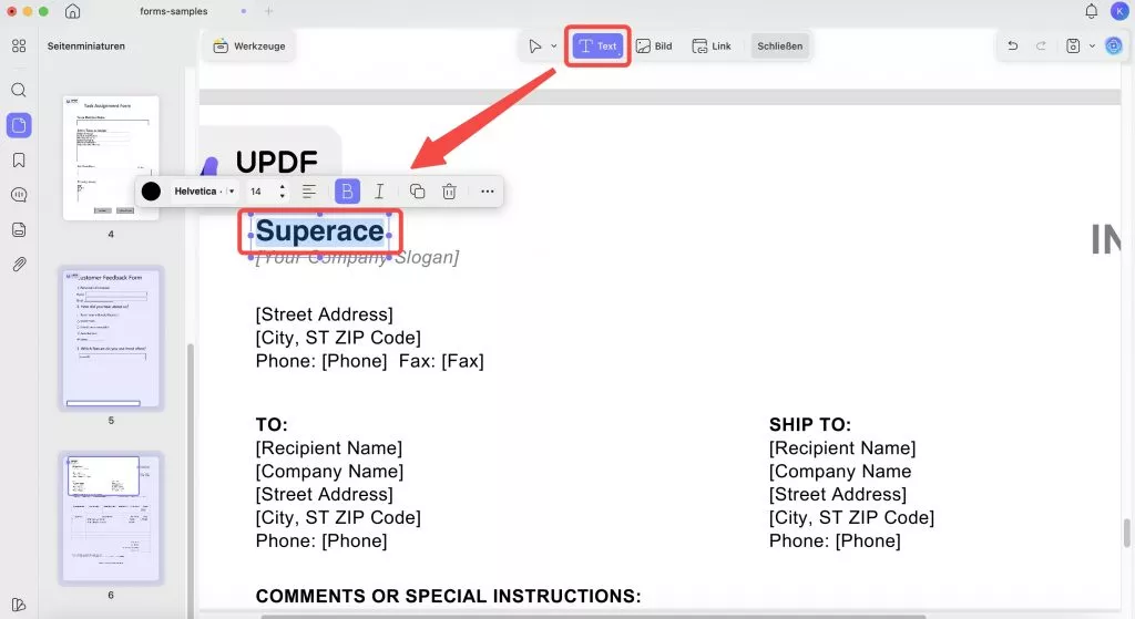 Füllen Sie nicht ausfüllbare PDF-Formulare auf dem Mac aus