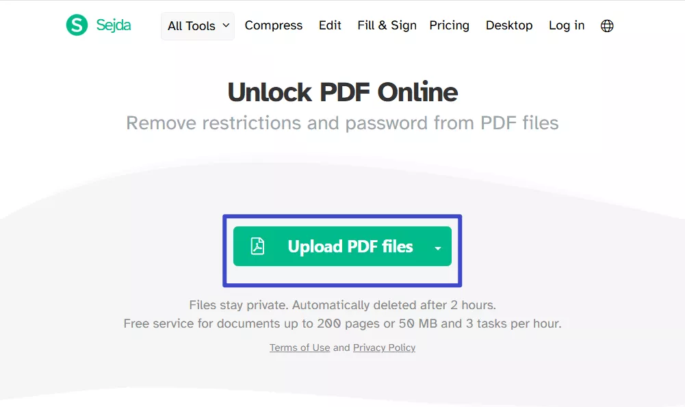 unlock permission protected pdf Sejda-1