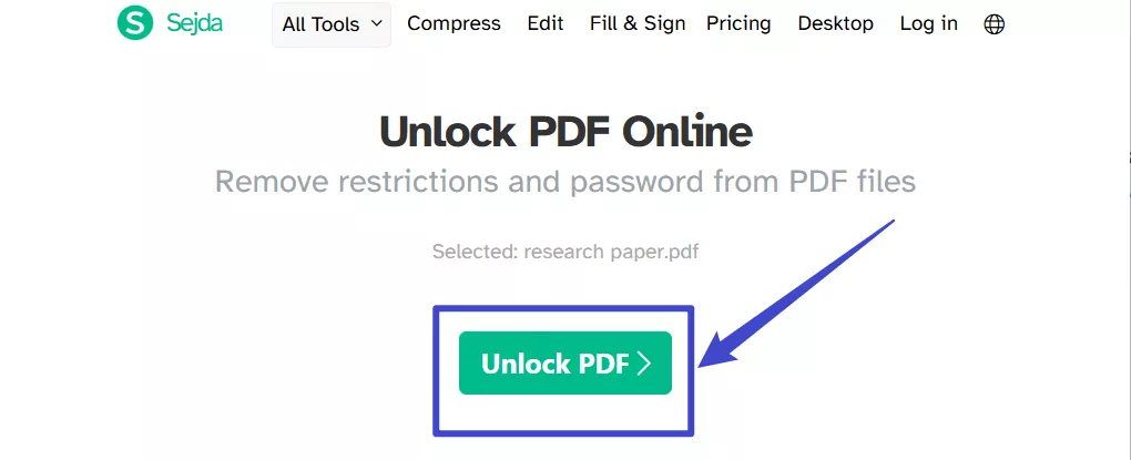 unlock pdf sejda online tool