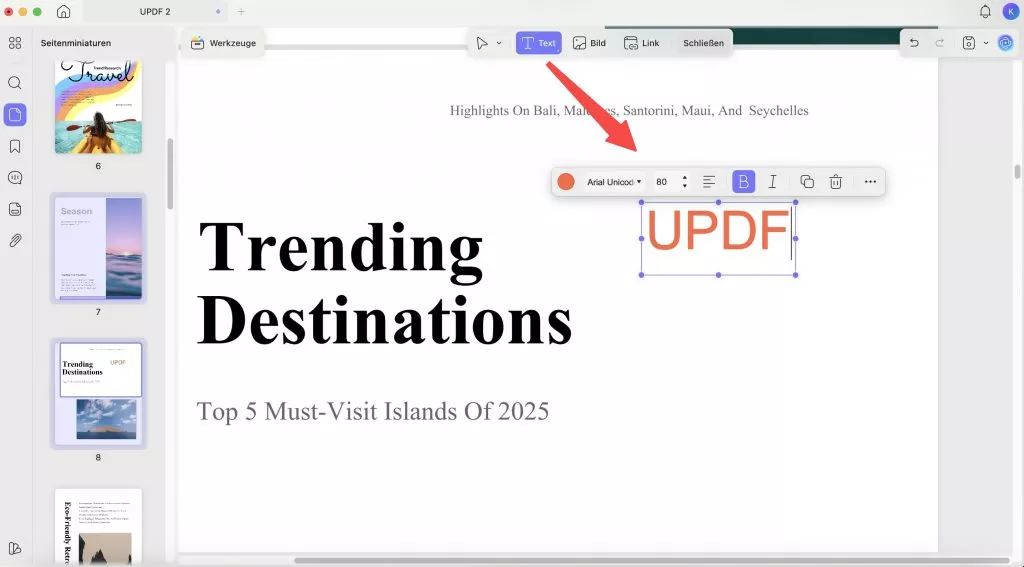 PDF Text auf Mac bearbeiten mit UPDF