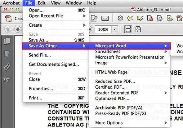 Adobe Acrobat für Mac PDF-Konverter