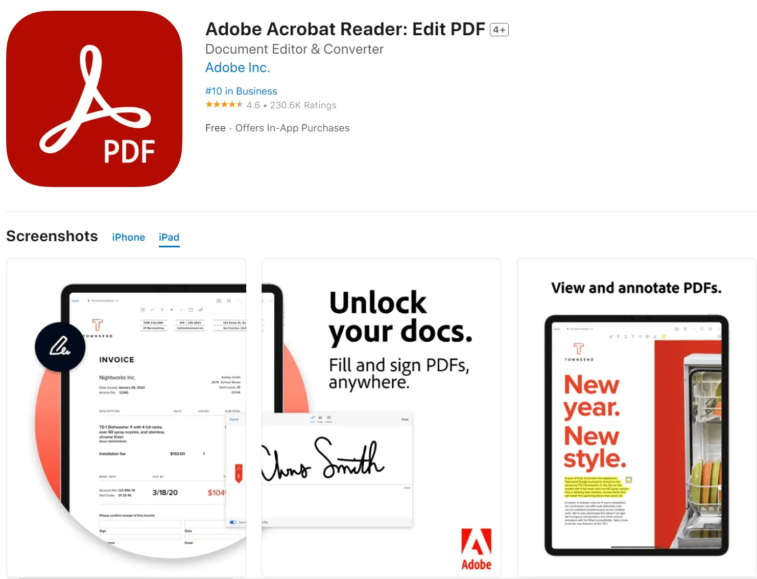 아이패드 PDF 뷰어 adobe acrobat reader